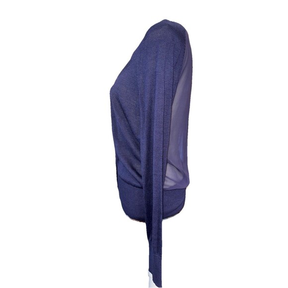 Luxury Silk Sheer Back Cardigan Navy Blue M Quiet Luxury Pendleton Chic. NWT - Picture 3 of 10